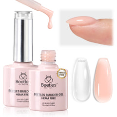 Beetles Builder Gel Clear overlays create a smooth base for extensions.