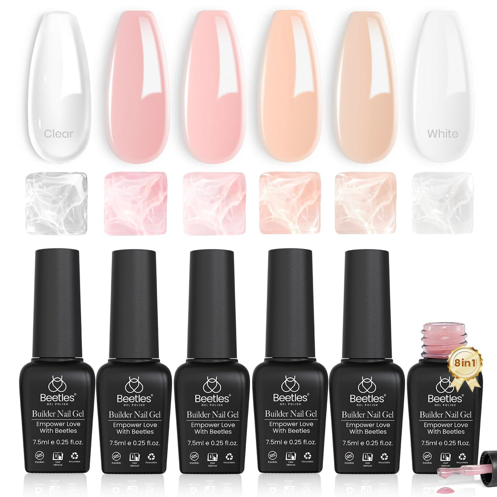 Beetles Gel de Construcción: 6 colores para overlays naturales en uñas.
