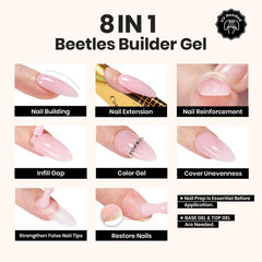 Beetles Builder Gel, extensión con tips para uñas más largas y definidas.