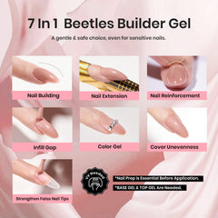 Beetles Builder Gel extensiones nude marrón para un look elegante