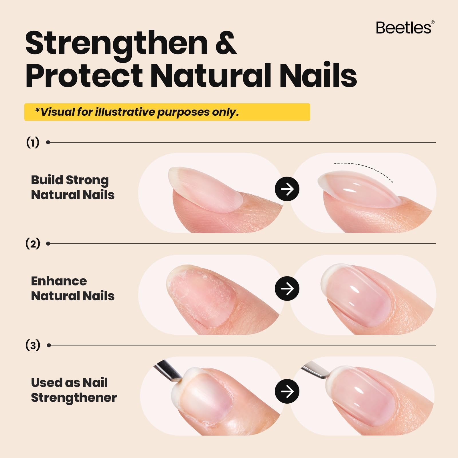 Beetles Builder Gel Garnet Glow, aplicación precisa para dar forma y fortalecer uñas.