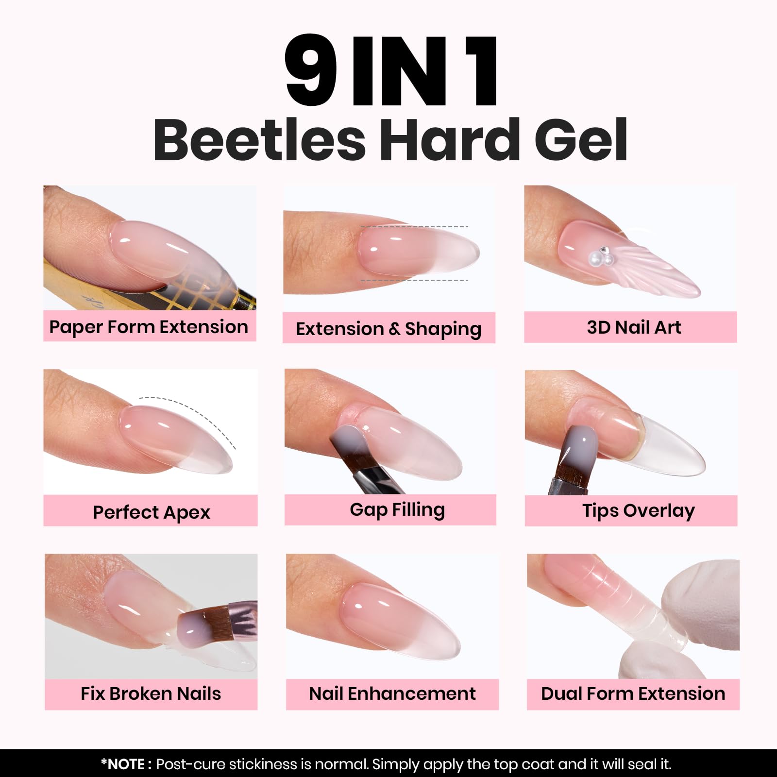 Beetles Builder Gel Nude for natural-looking nail overlays.