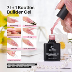 Beetles Builder Gel Set, apice natural, extensión de uñas más estable.