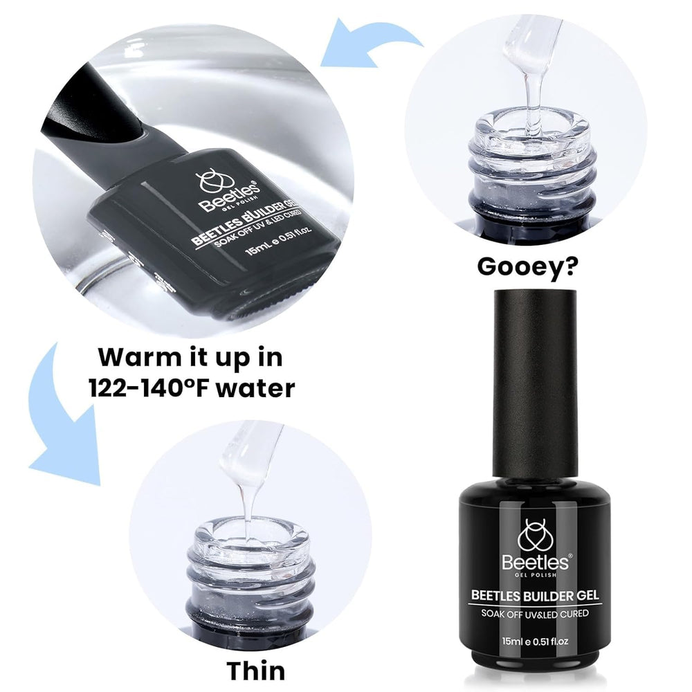 Beetles Builder Gel Set resistencia de uñas: refuerza uñas débiles para un acabado sólido.
