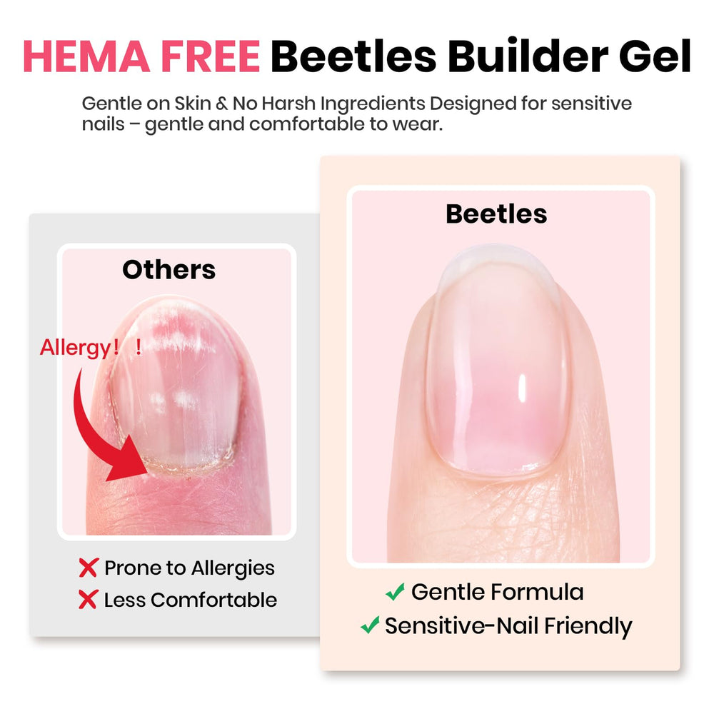 Beetles Builder Gel Set ofrece formato siete en uno para construir uñas en casa.