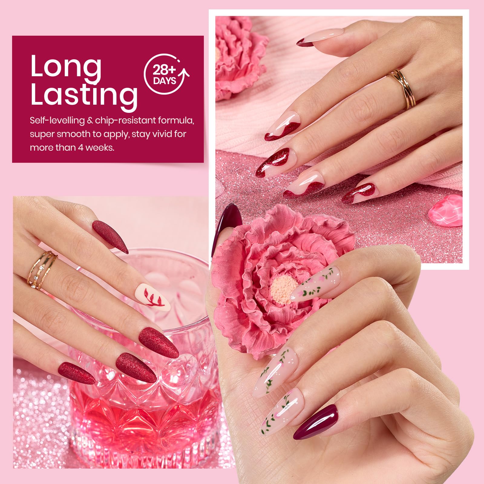 Beetles Burgundy Gel Polish: brillo duradero y acabado brillante en cada capa.