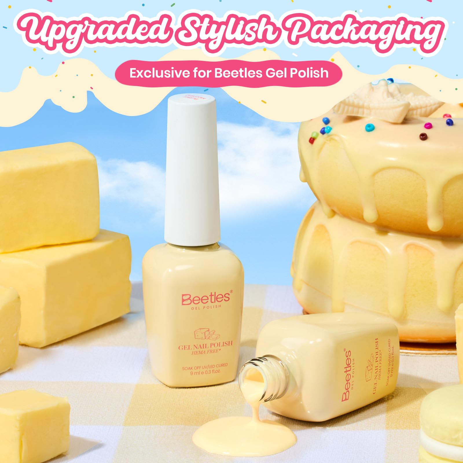 Beetles Butter Yellow gel polish with base coat for durability