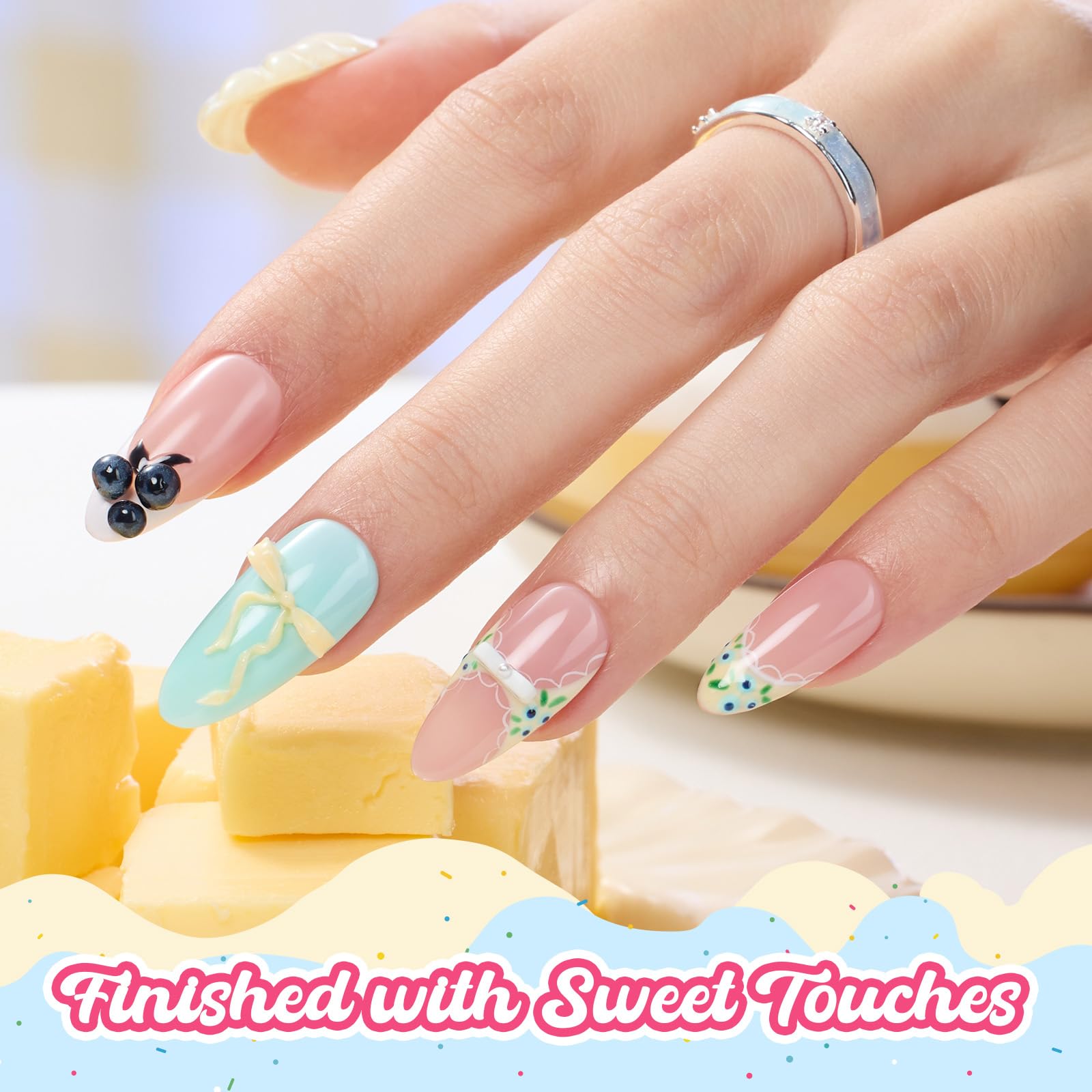 Beetles Butter Yellow nails display spring manicure at home