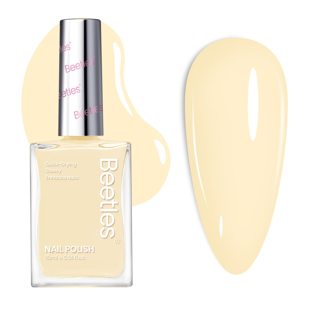 Beetles Butter Yellow nail polish bottle showing pastel spring shade for nails
