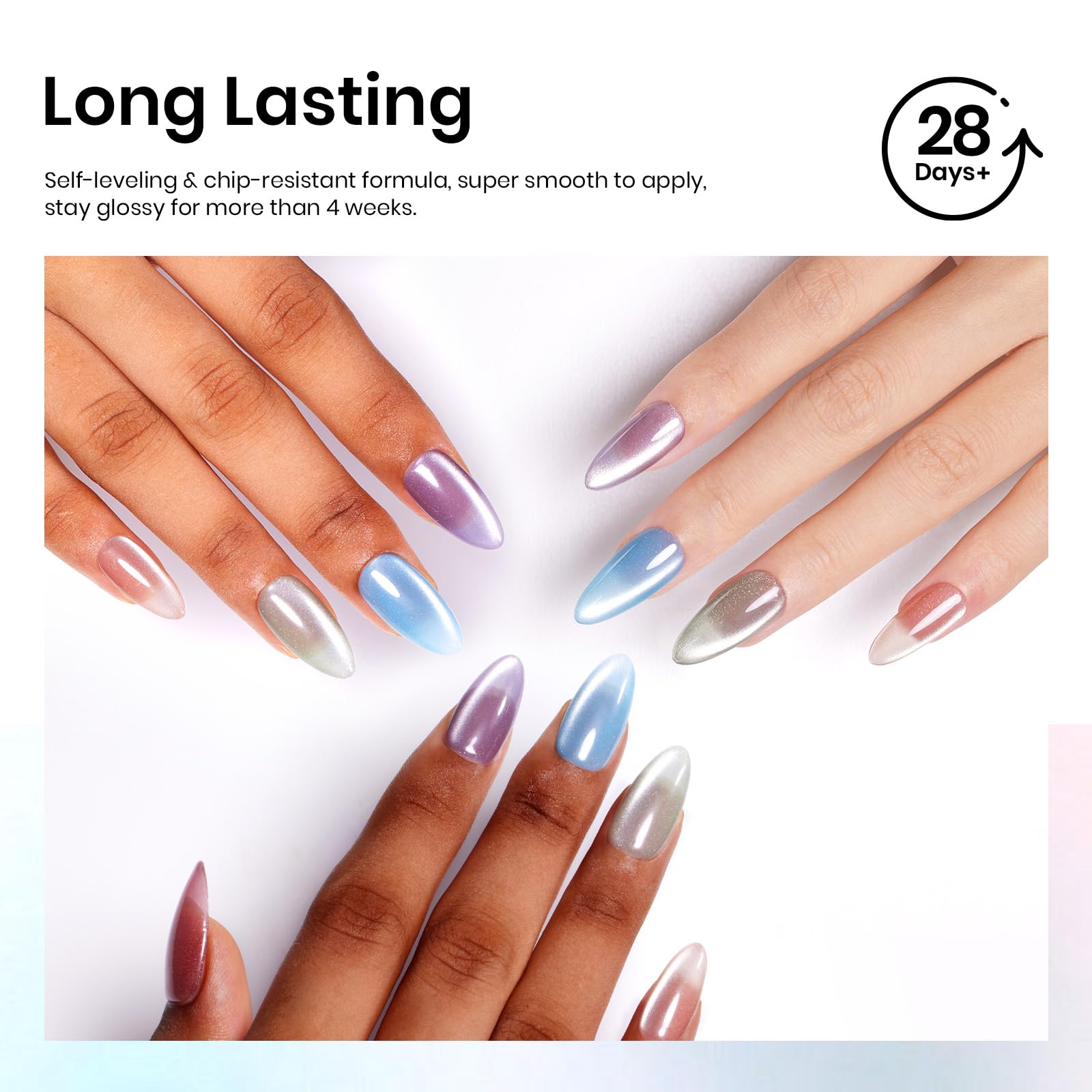 Beetles imán para esmalte gel ojo-de-gato facilita efectos variados.