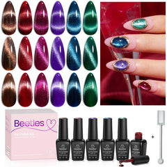 Beetles Set ojo de gato rojo para uñas brillantes y duraderas