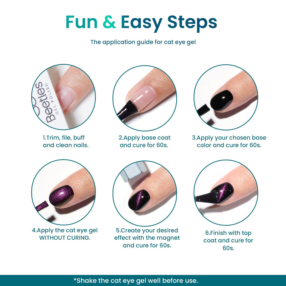Beetles Cat Eye Gel Polish Set glitter nails for festive sparkle