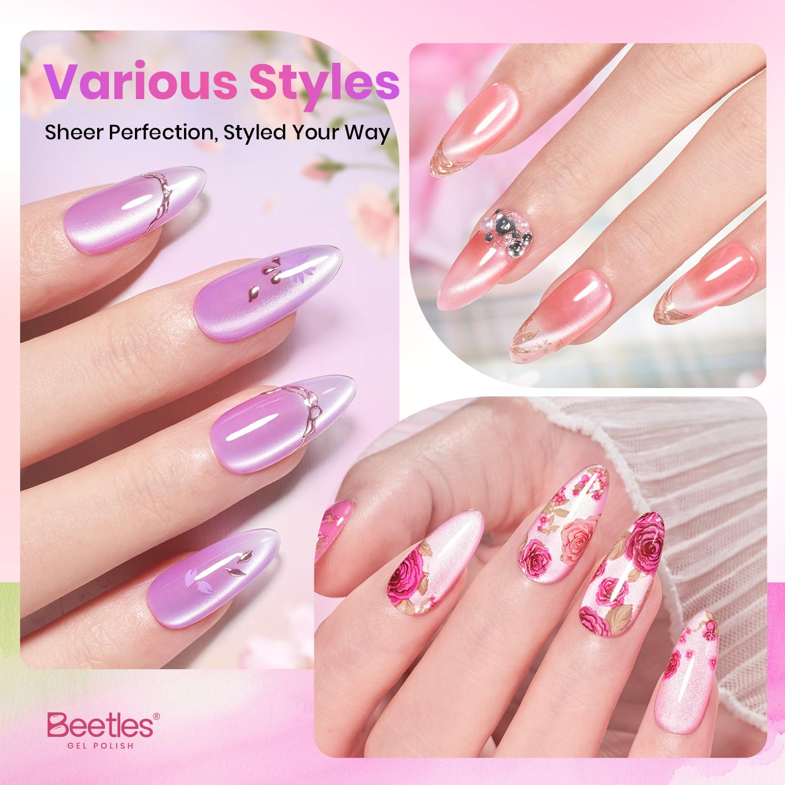 Beetles set ojo de gato naranja: paleta pastel para primavera
