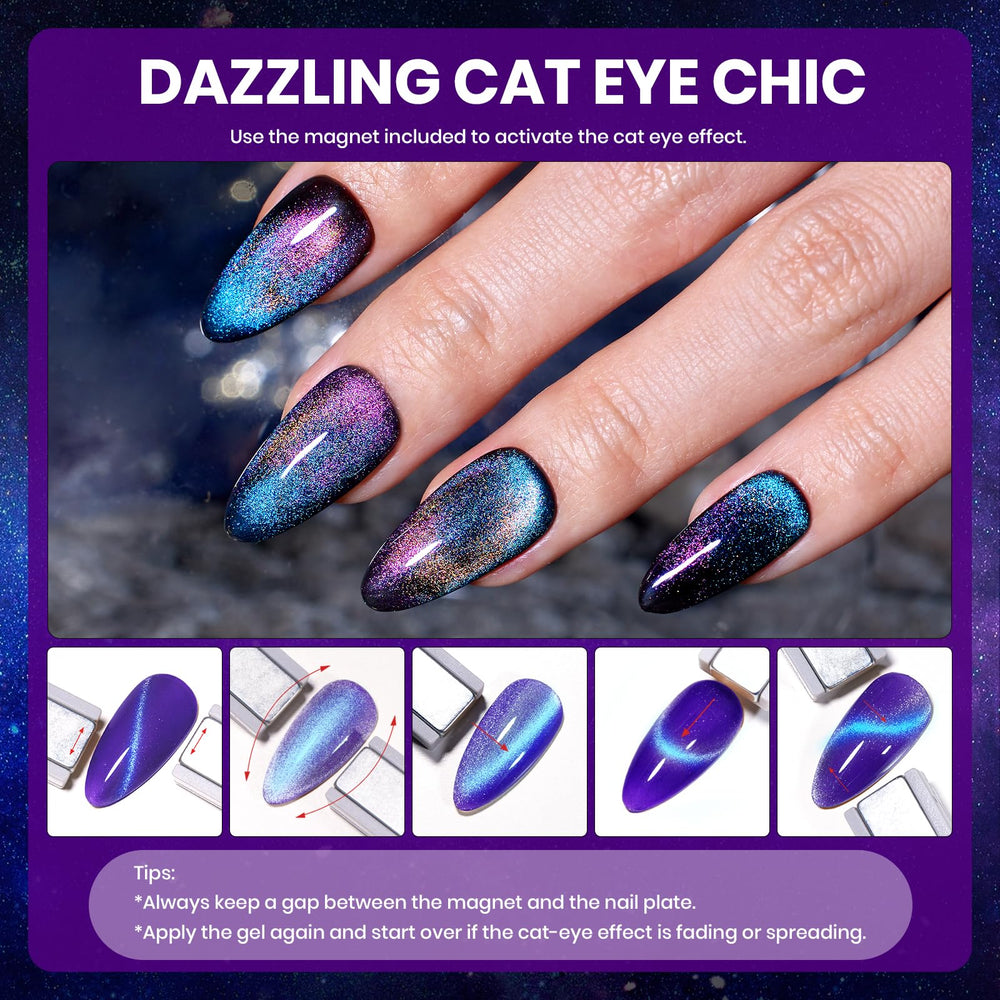 Beetles Chameleon Gel Polish magnetic sparkle enables aurora-inspired nails.