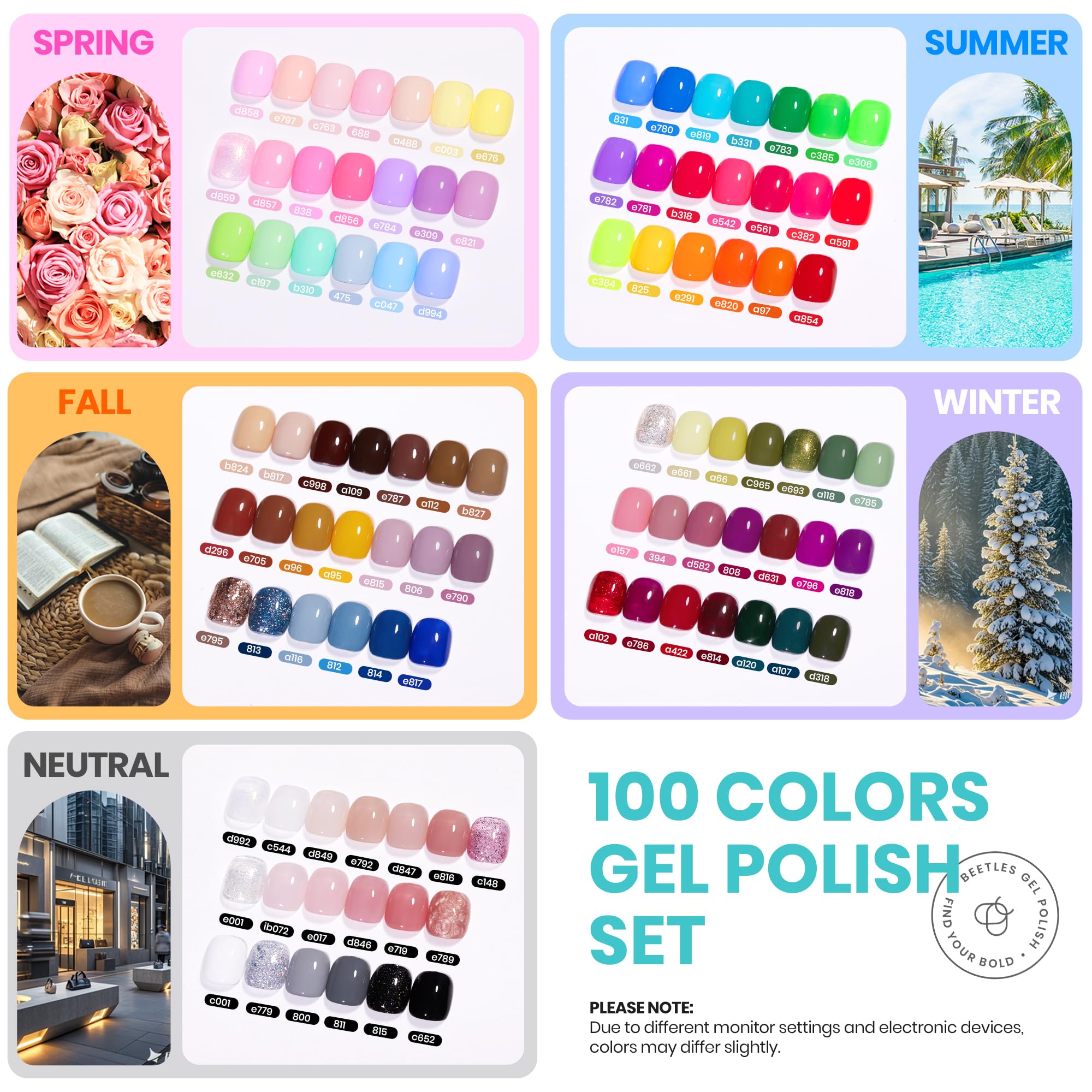 Beetles Gel Polish Chroma Dreams color palette offers bold hues for creative nail art