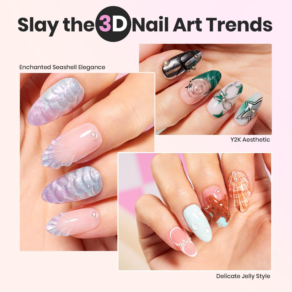 Beetles chrome powder kit for reflective accents on gel nails.
