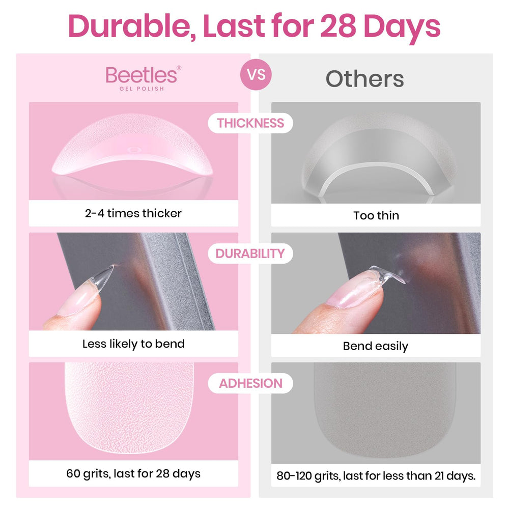Beetles clear almond tips create a seamless finish on nails