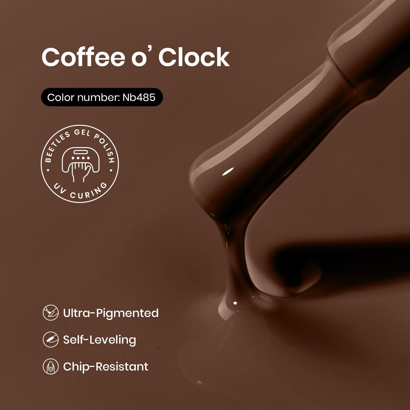 Beetles Coffee Mocha shade under UV-LED lamp offers durable shine.