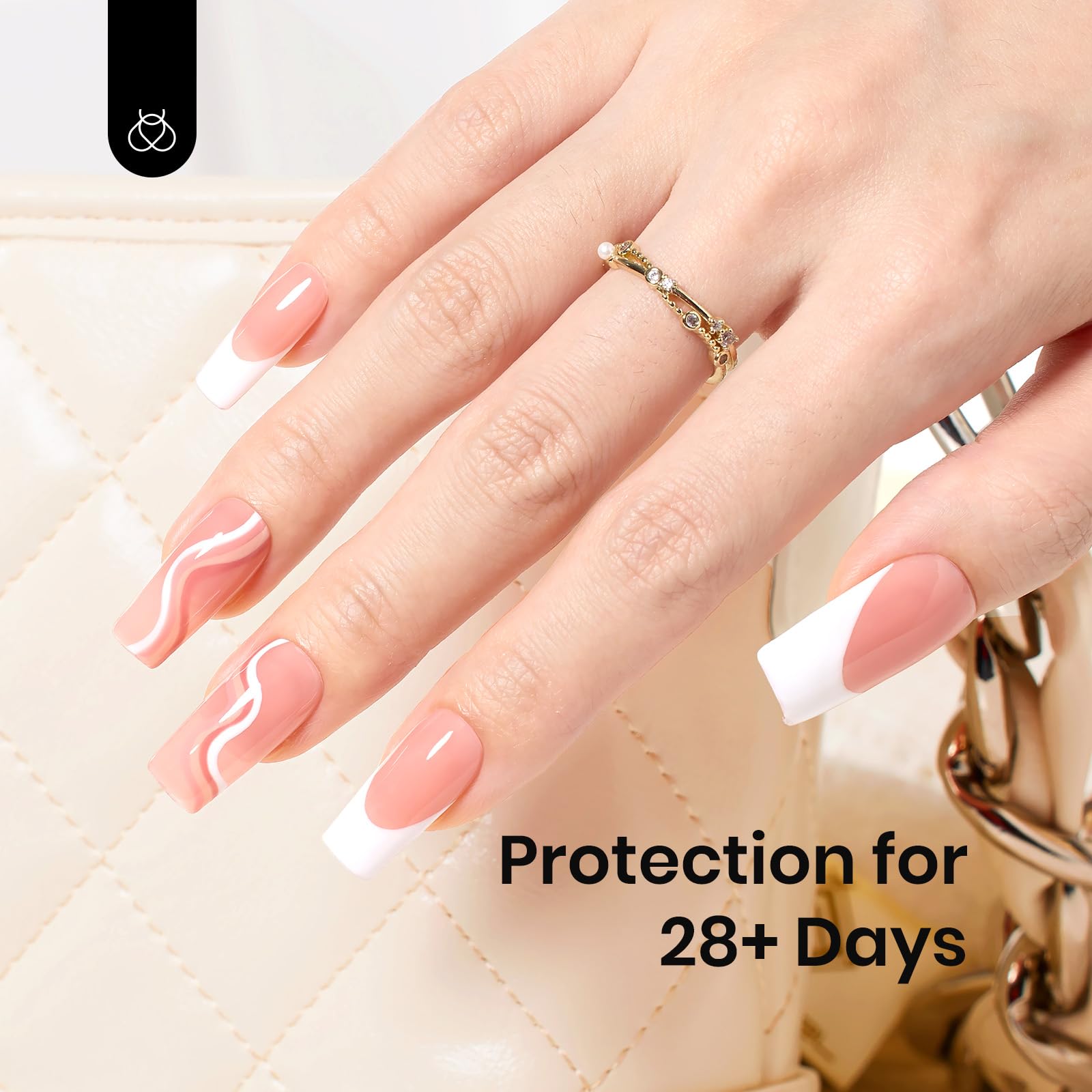 Beetles Color Base Gel: botella con color nude y diseño 5 en 1.