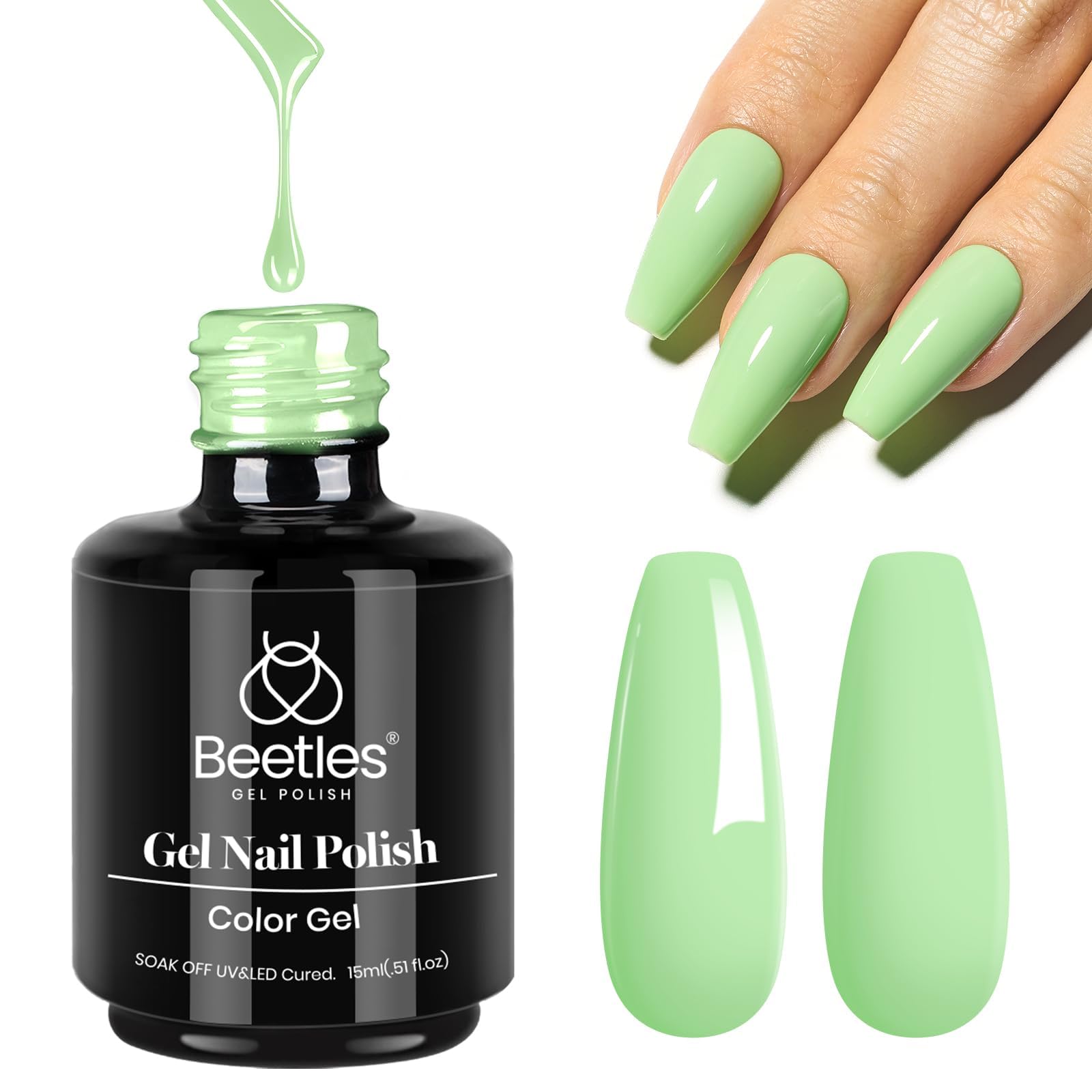 Beetles gel polish color number c335 mint-green shade