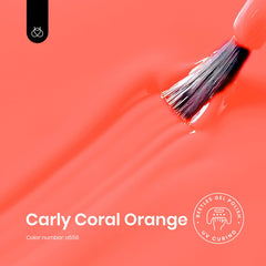 Beetles Coral Orange gel polish swatches display rich color for at-home salon quality.