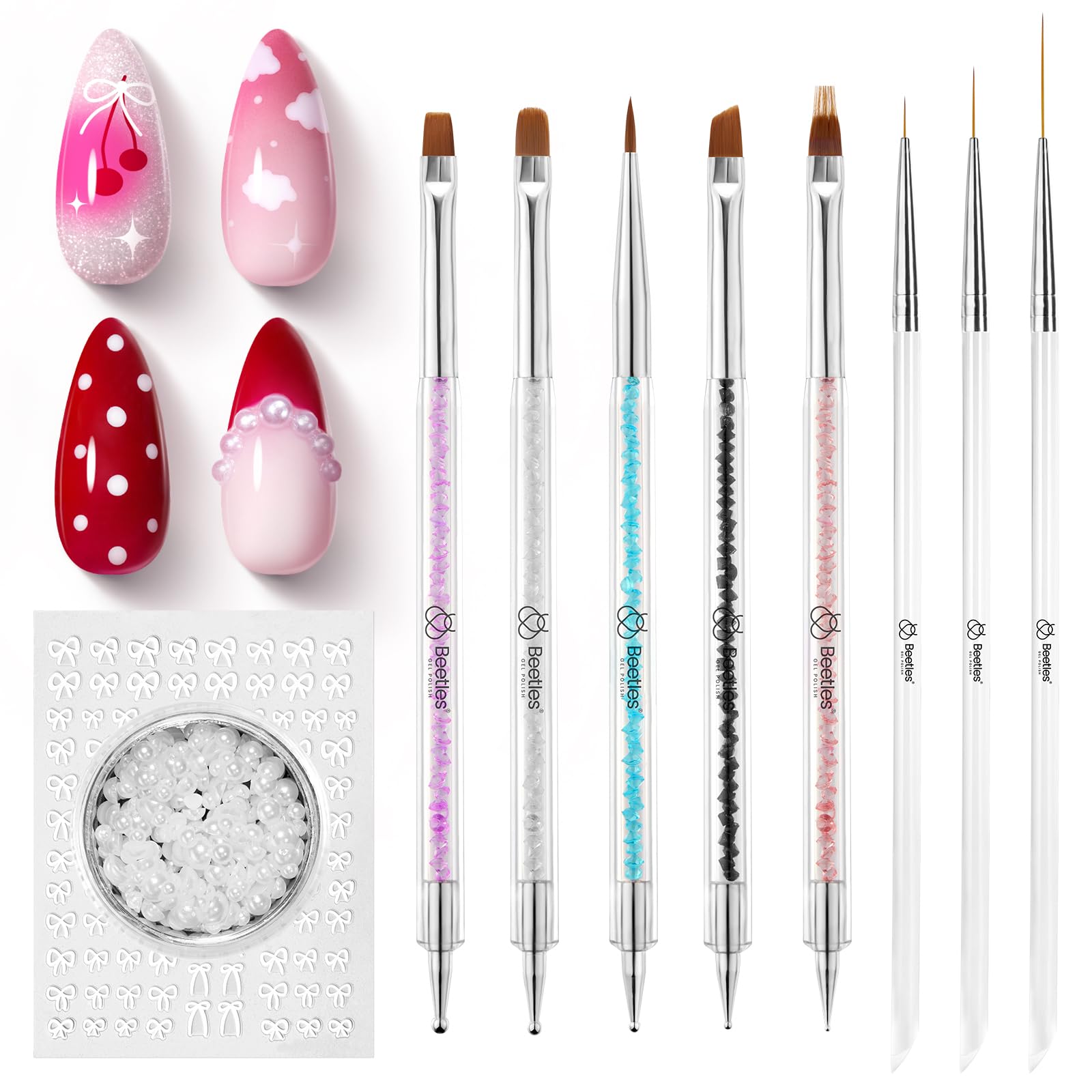 Beetles crystal-design metal handles offer ergonomic grip during long nail art sessions.