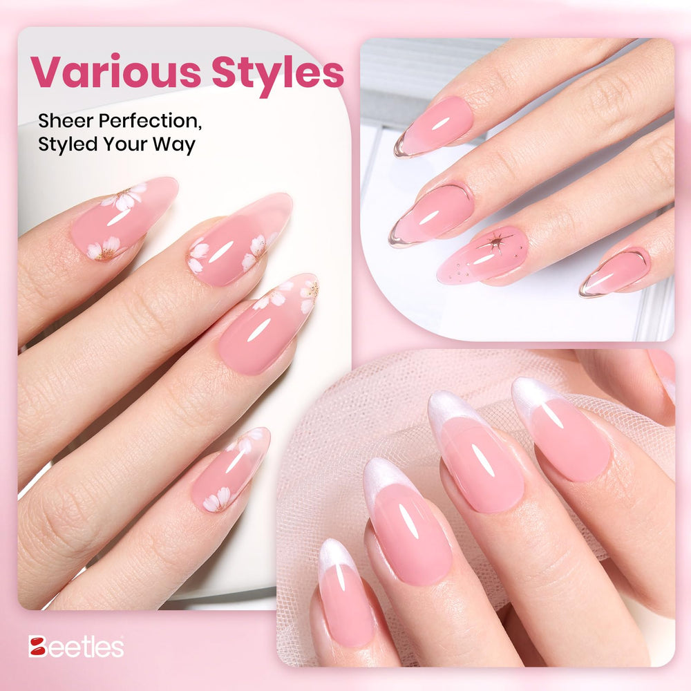Beetles Dawn Petals Nude Pink gel polish gloss finish close-up