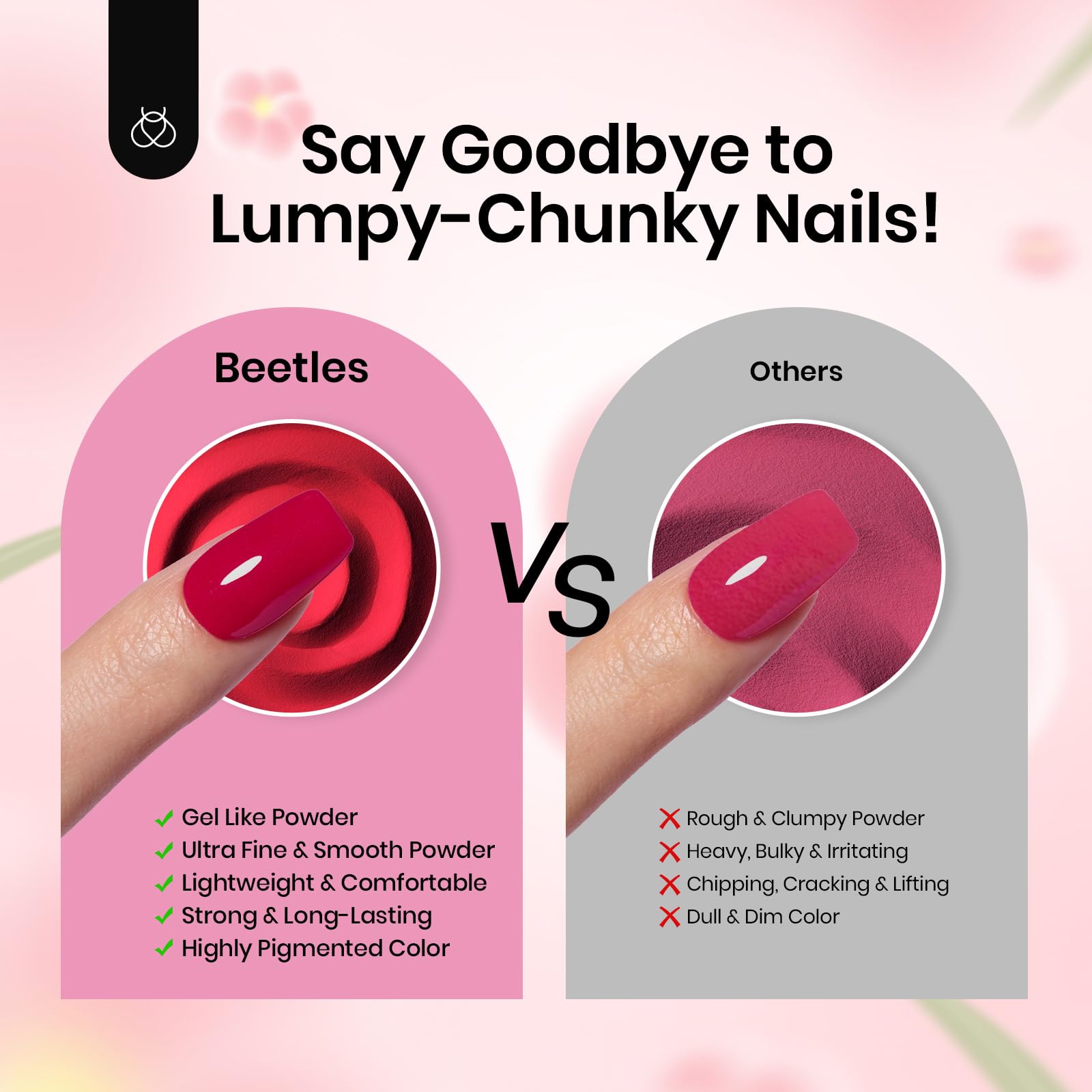 Beetles Dip Powder colors arranged for French nail designs