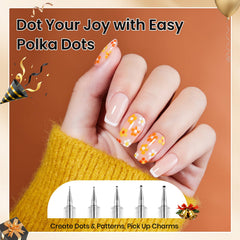 Beetles double-headed dotting brush for dotting and detailing without tool changes.
