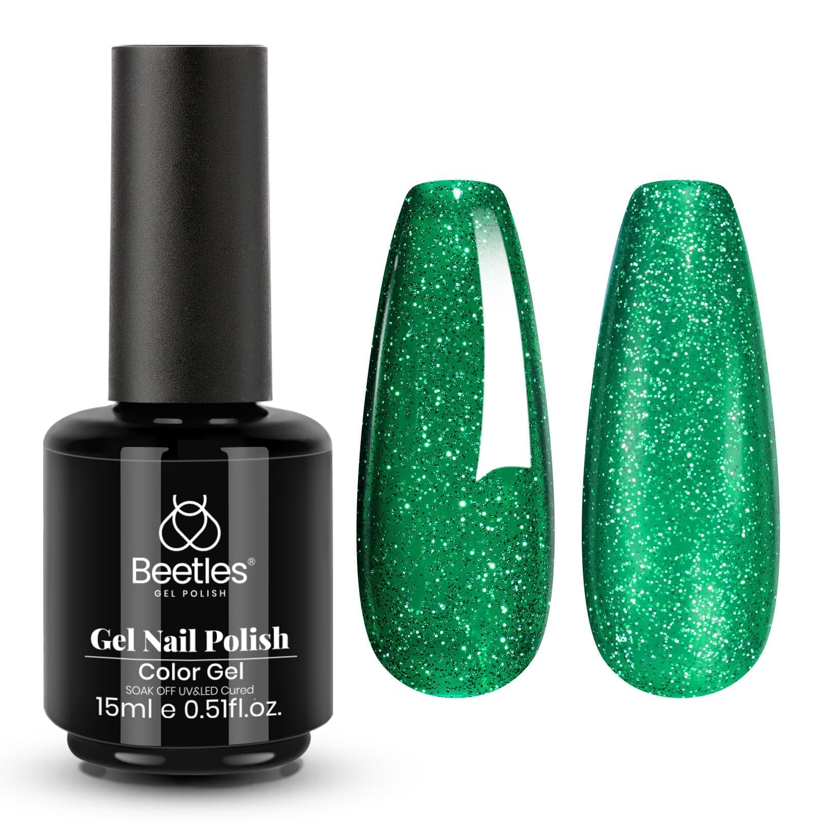 Beetles envase de 15 ml para gel verde esmeralda práctico.