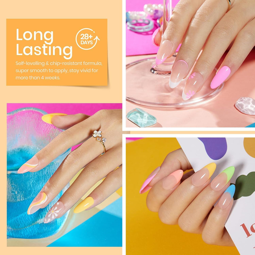 Beetles Gel Polish, colección arcoíris, uñas modernas con colores vibrantes.