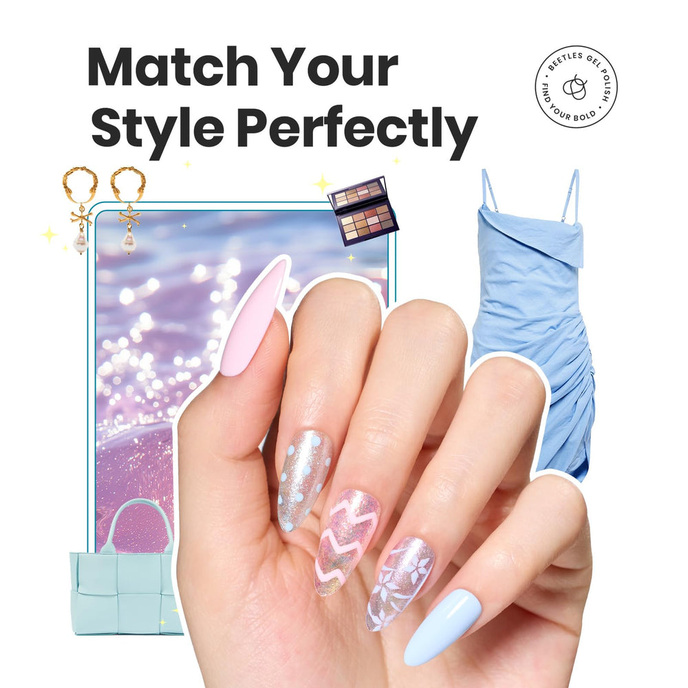 Esmalte Beetles dorado pastel con destellos brillantes para ocasiones especiales.