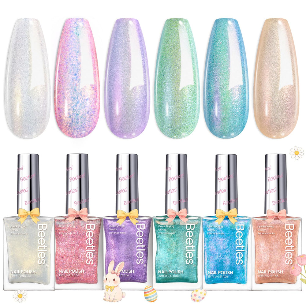 Esmalte Beetles brillo pastel sonado para uñas con acabado perlado y secado rápido.