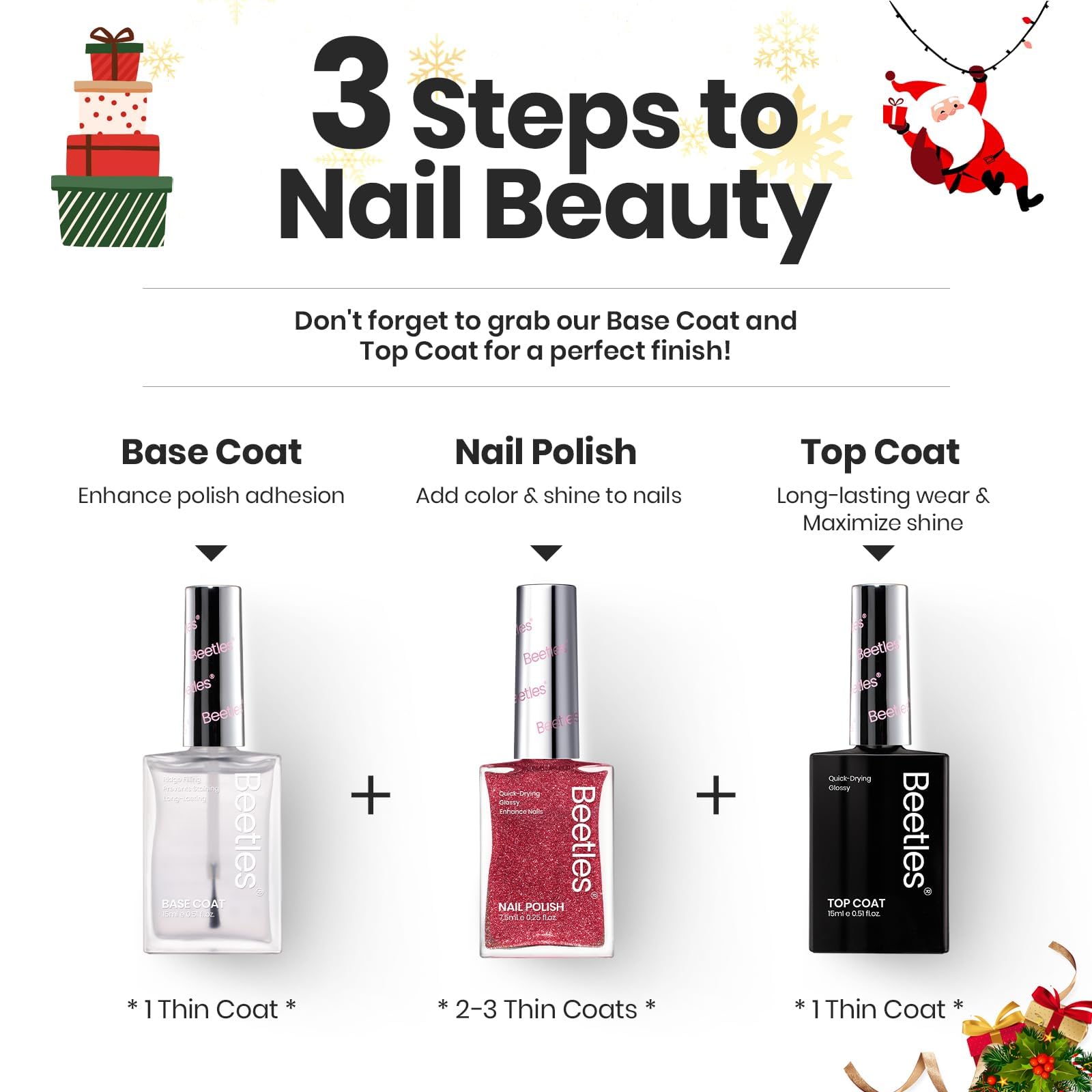 Beetles Gel Polish Glitter Secado al aire rápido: manicura en minutos