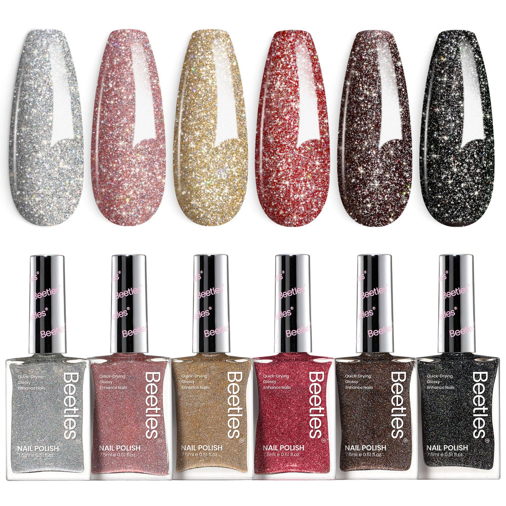 Beetles Gel Polish Glitter Plateado: acabado brillante para uñas elegantes