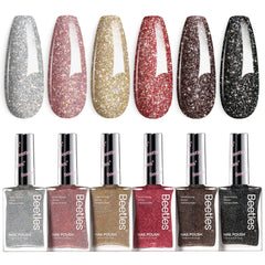 Beetles Gel Polish Glitter Plateado: acabado brillante para uñas elegantes