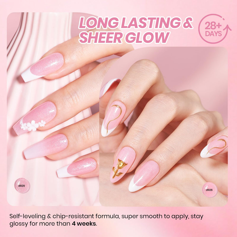 Aplicación en capas para lograr rosa translúcido en uñas