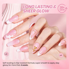 Aplicación en capas para lograr rosa translúcido en uñas