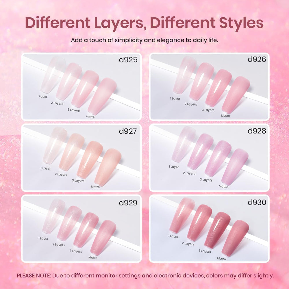Paleta Beetles de 6 tonos rosa con brillo para uñas