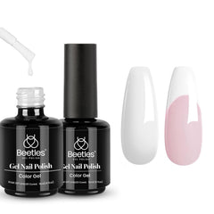 Beetles Esmalte gel blanco 15 ml en botella, ideal para manicuras francesas.