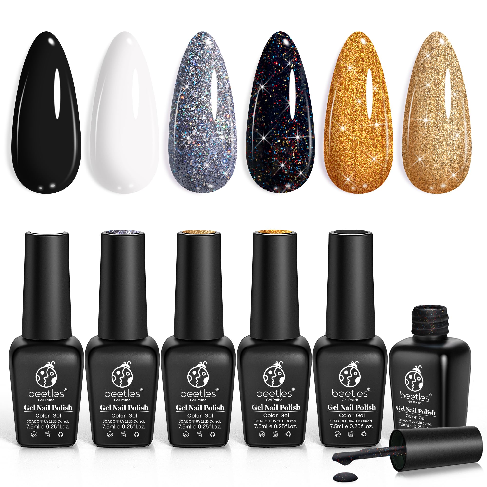 Beetles Esmalte Gel Brillos Champagne para manicura duradera.