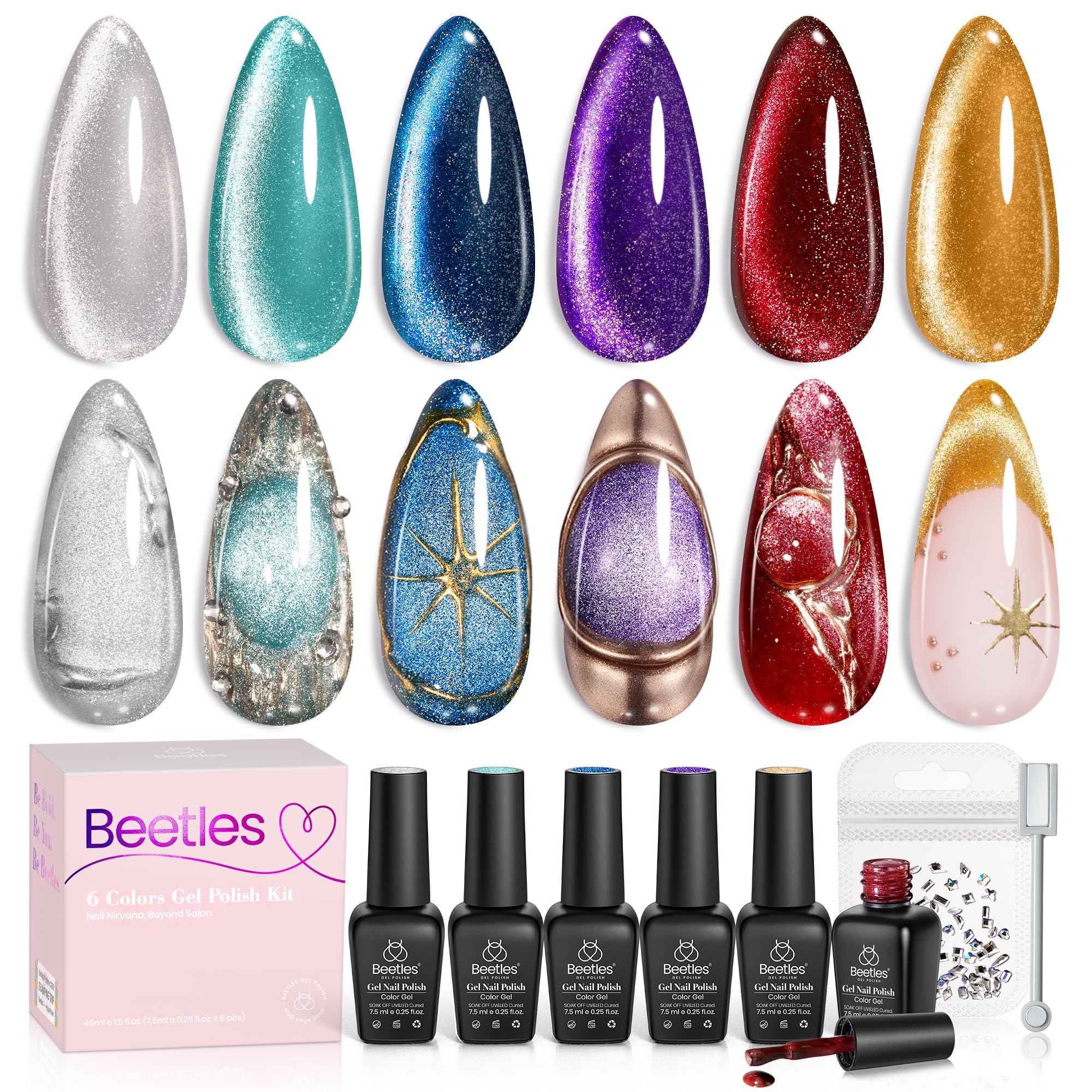 Beetles Cat Eye Gel, imán incluido para crear efectos magnéticos en uñas
