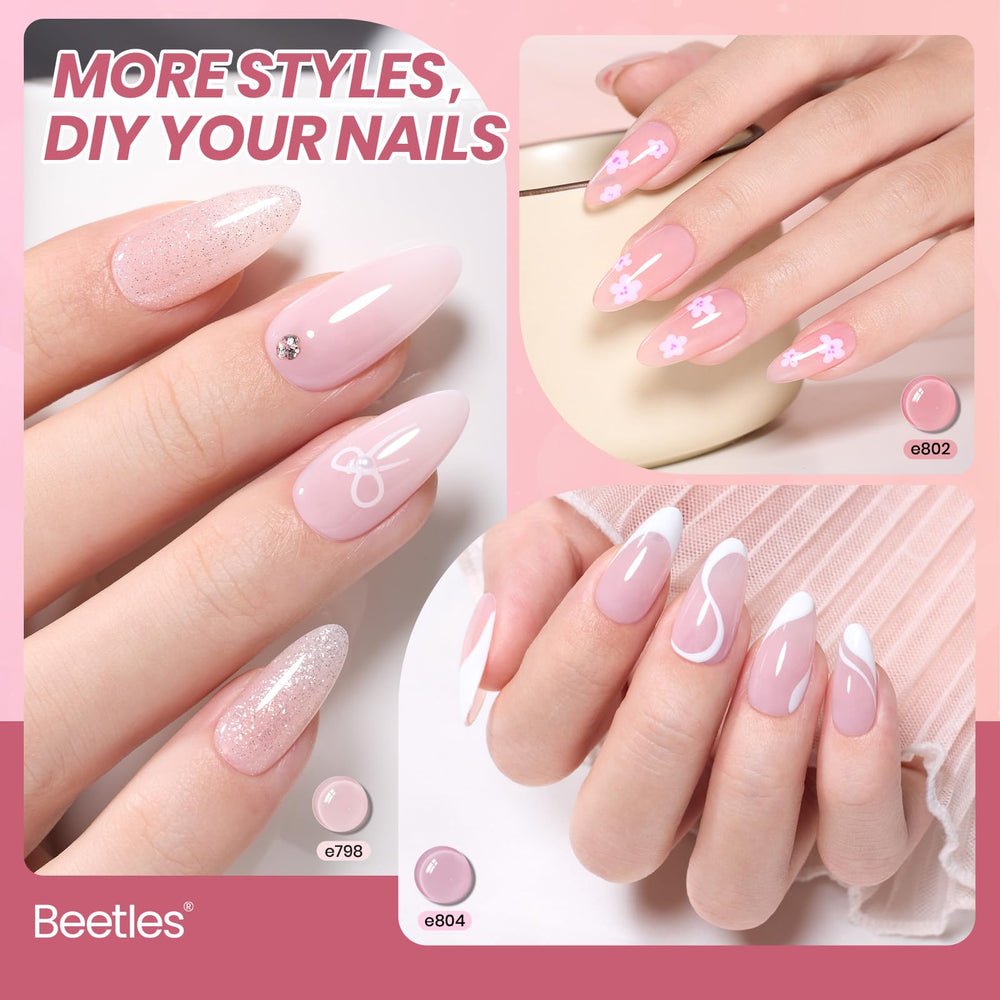 Beetles gel de uñas francesa, efecto elegante para uñas diseñadas