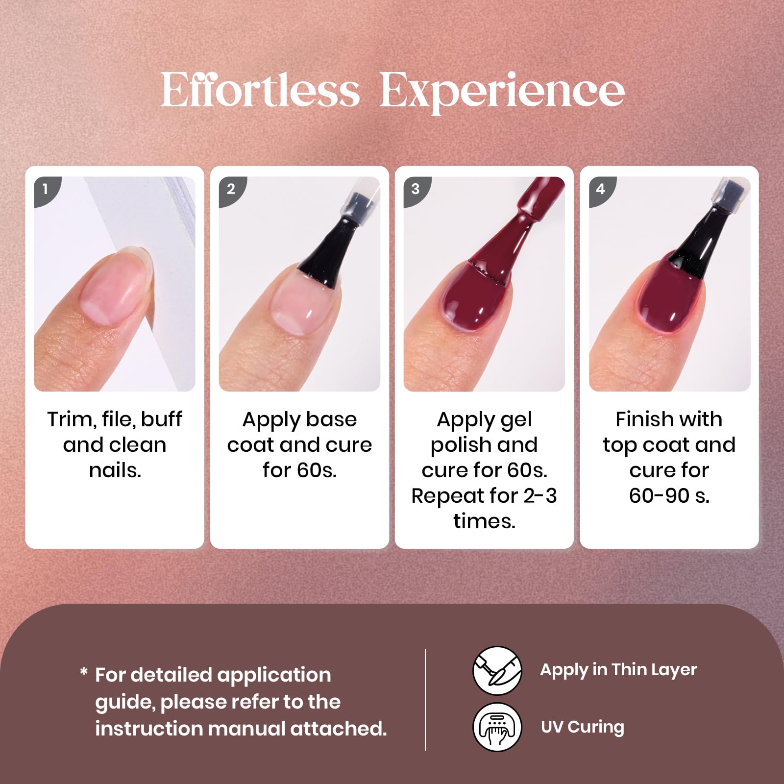 Beetles Esmalte Gel Manicura en casa con curado LED o UV.
