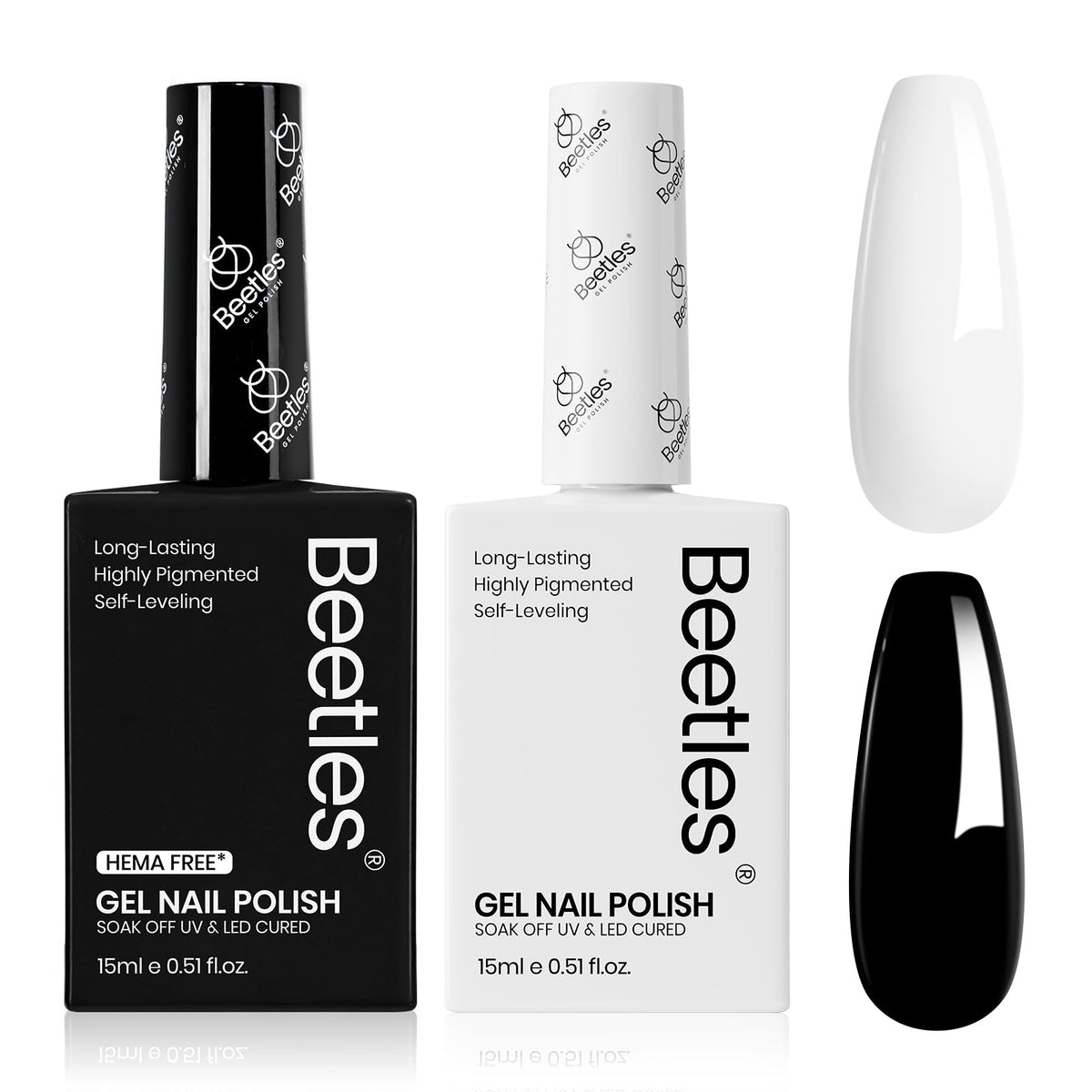 Beetles Esmalte Gel monocromo negro y blanco de 15ml con acabado duradero