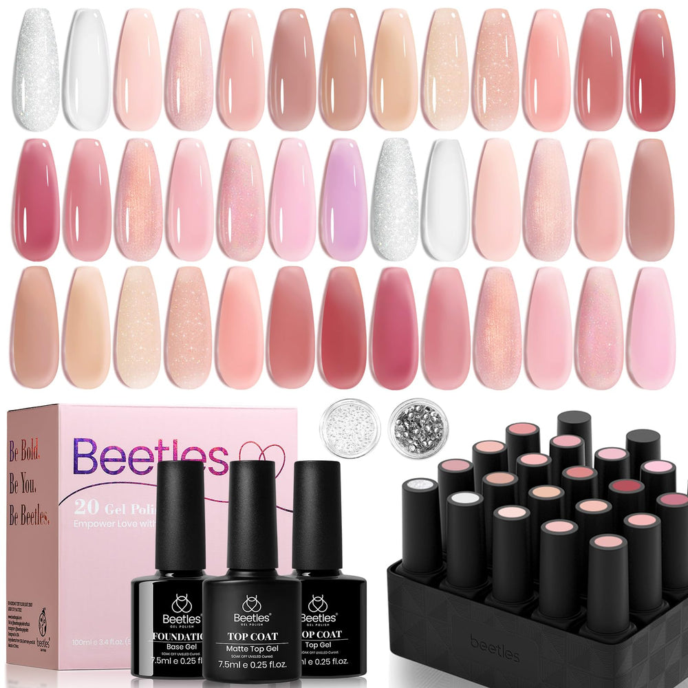 Beetles esmalte gel nude rosa: 20 colores translúcidos para un tono natural