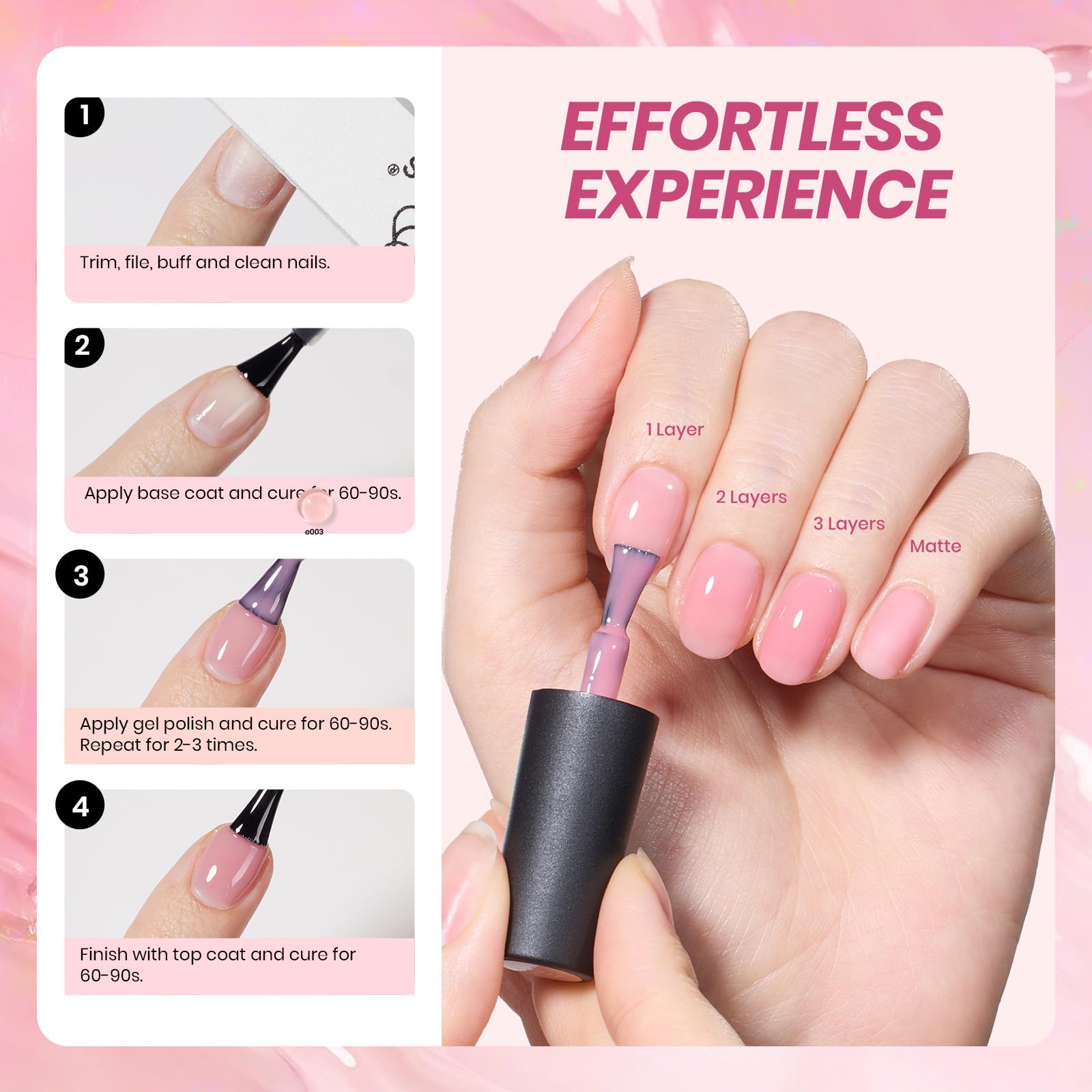 Beetles Esmalte Gel Nude Rosa, accesorios decorativos para uñas.