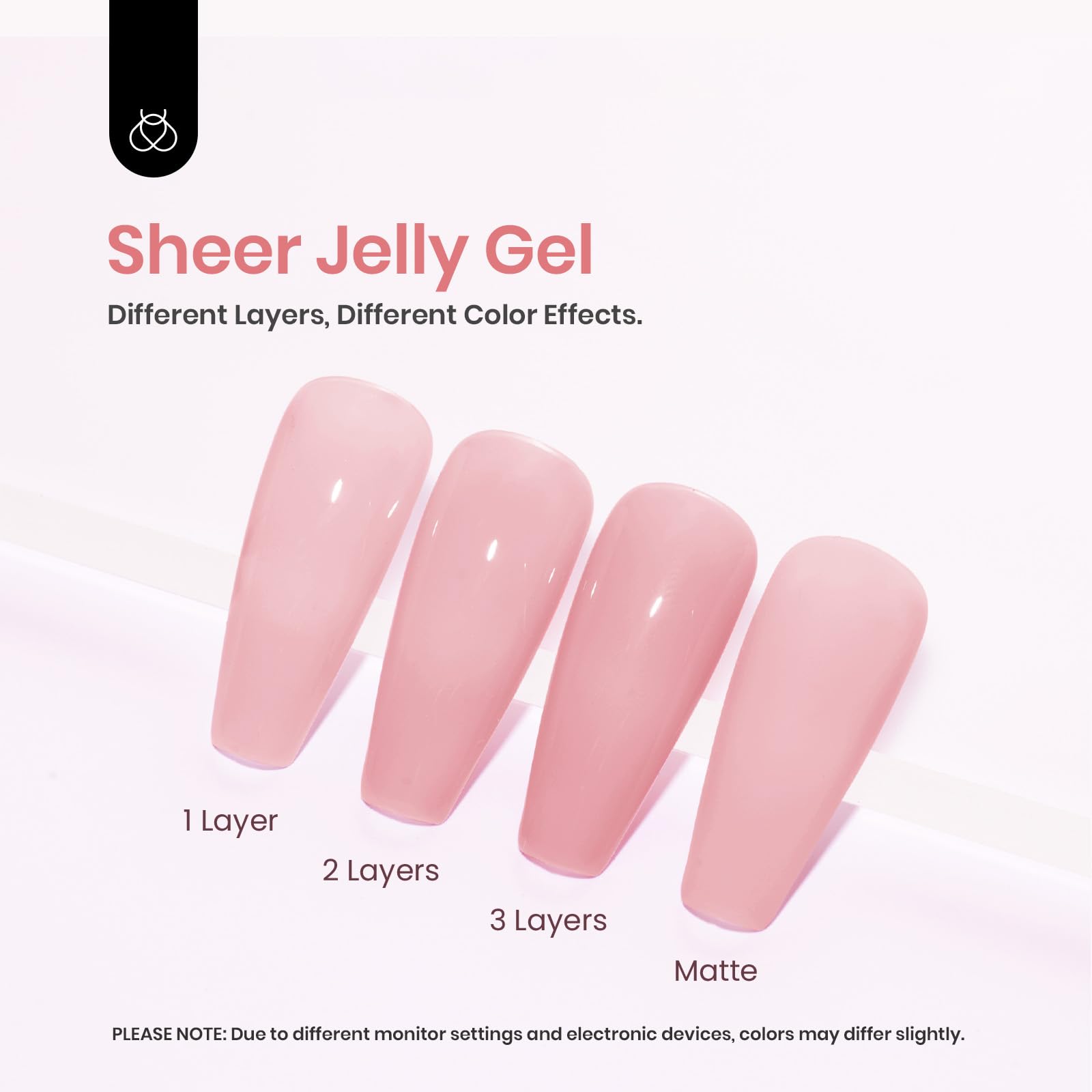 Beetles: gel nude rosa con brillo intenso para acabado pulido.