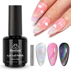 Beetles esmalte gel ojo de gato plateado 15ml con efecto ojo de gato.