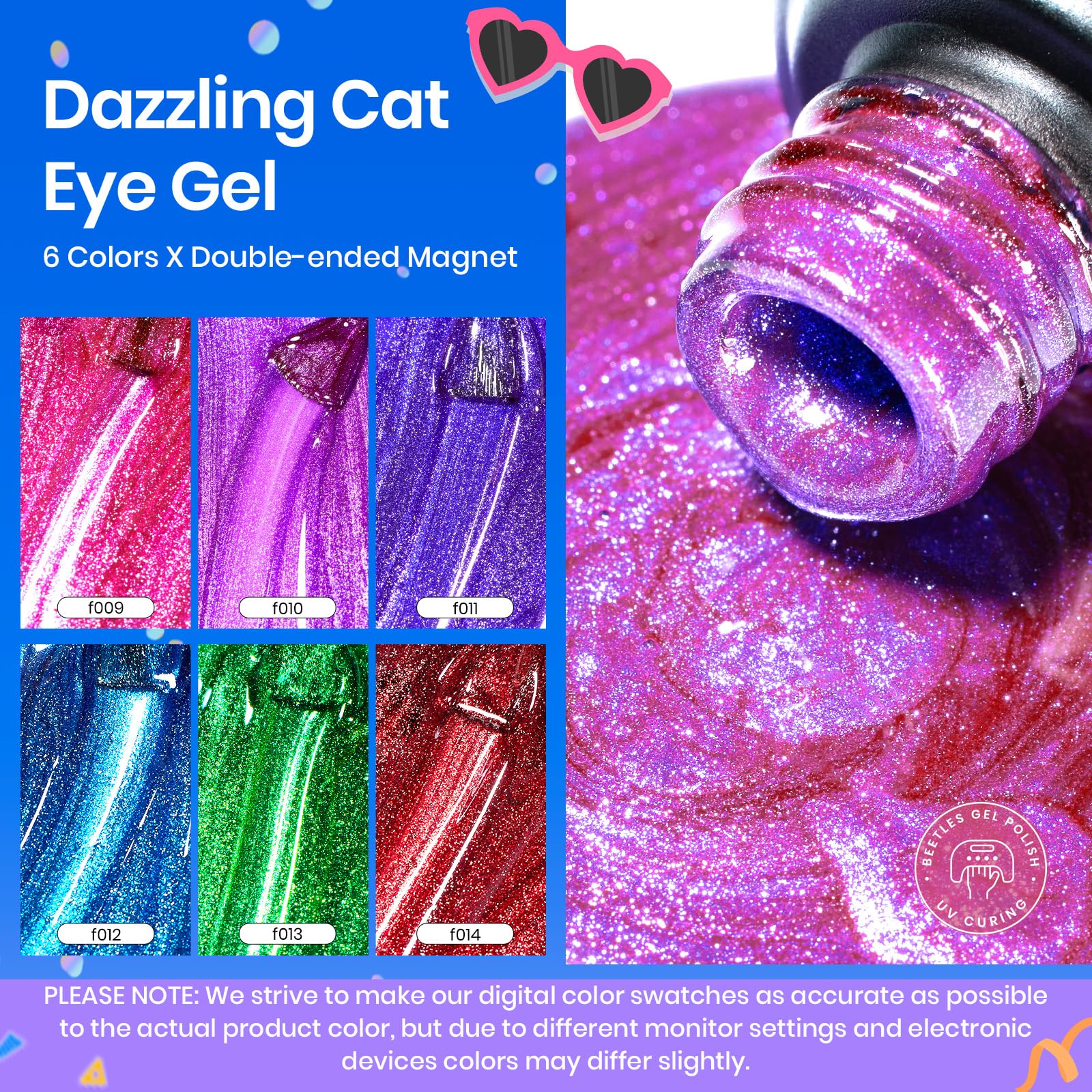 Beetles esmalte gel ojo de gato neón rojo, acabado llamativo y duradero para looks nocturnos